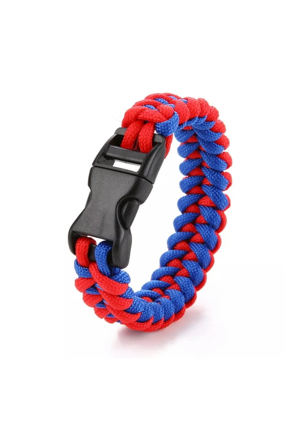 New Paracord Parachute Cord Emergency Survival Fishbone Bracelet Red-Blue