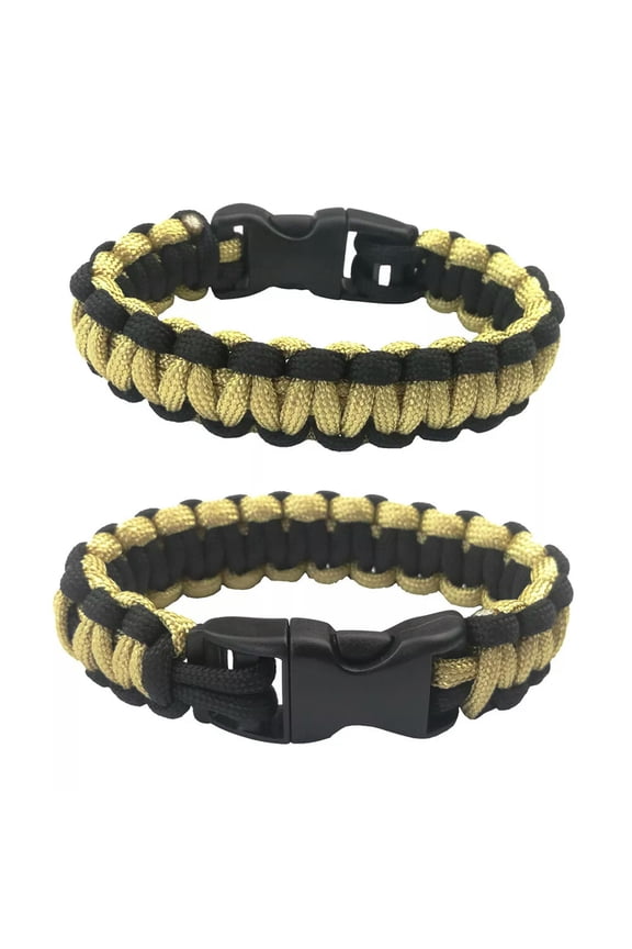 New Paracord Parachute Cord Emergency Survival Hiking Bracelet Black+Khaki