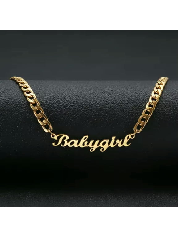 New Personalized Custom Name Stainless Steel Cuban Curb Chain Engraving Necklace-Gold