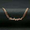 thumbnail image 1 of HOOUN New Personalized Custom Name Stainless Steel Cuban Curb Chain Engraving Necklace-Rose Gold, 1 of 8