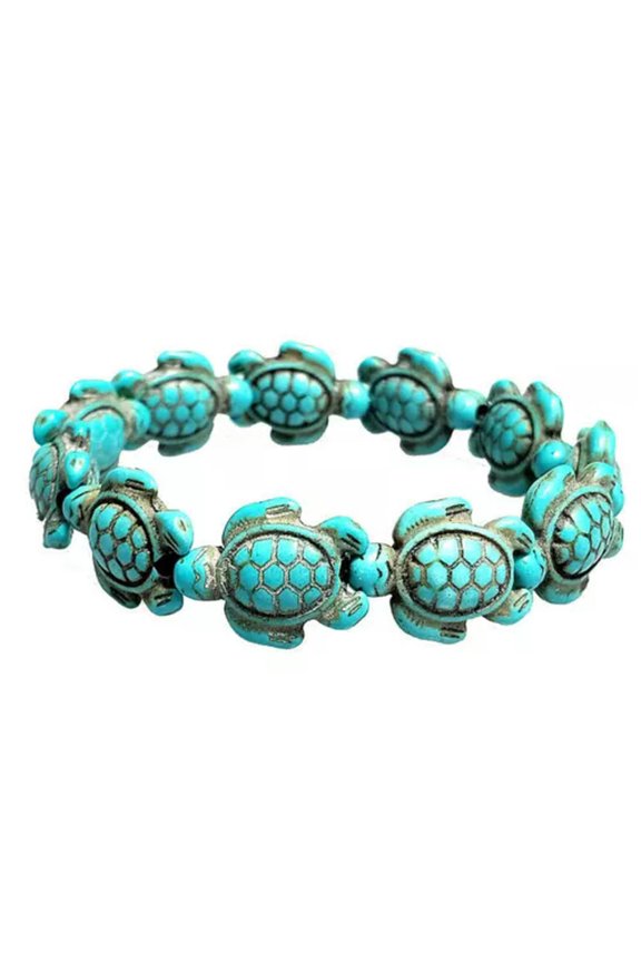 New Turquoise Sea Turtle Beaded Stretch Bracelet