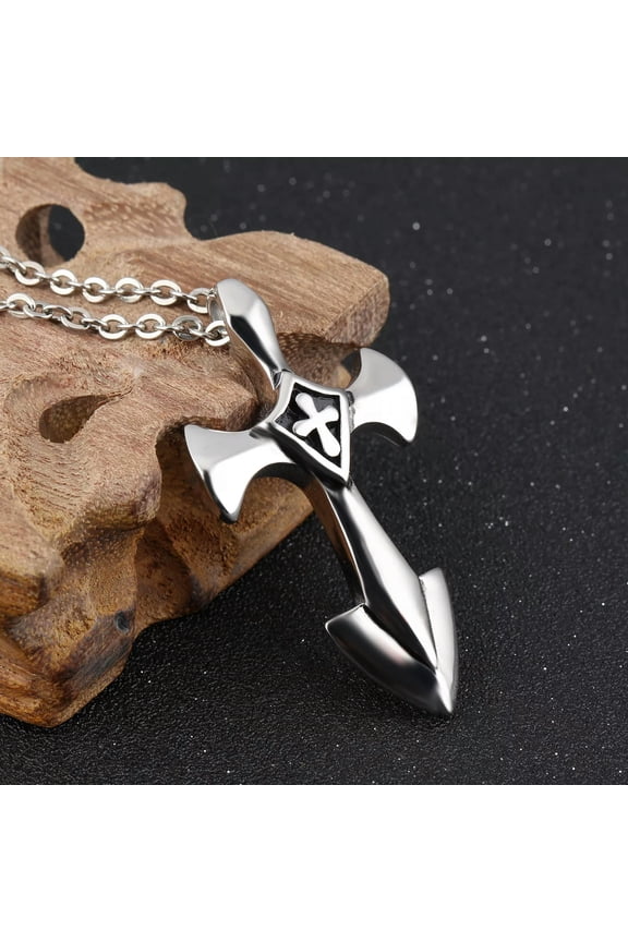 Newest Biker Stainless steel Large Cross Fashion Pendant Men's Necklace Chain