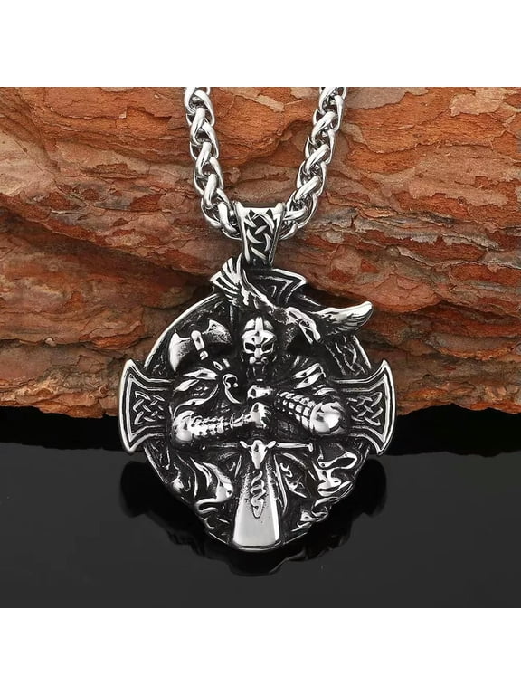 Norse Viking Odin Sword Pendant Necklace Chain Men's Protection Jewelry Gift