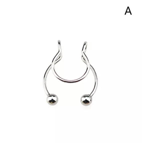 HOOUN Nose Hoop Ring Clicker Jewelry Gem Nose Clip Cuff Non Piercing Stud Nostril-qy@-A