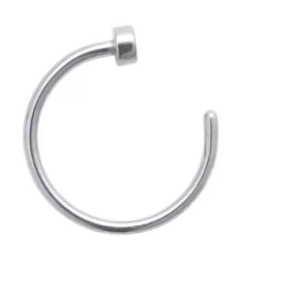HOOUN Nose Ring Fake Hoop Clip on 8mm Surgical Steel Thin Lip Piercing-Silver