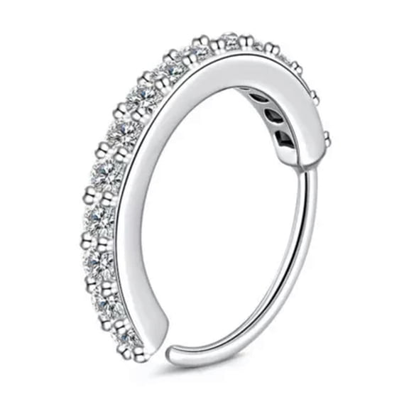 HOOUN Nose Ring Shiny Rhinestone Bone Stud Tragus Cartilage Hoop Body Piercing Jewelry-silver-10mm
