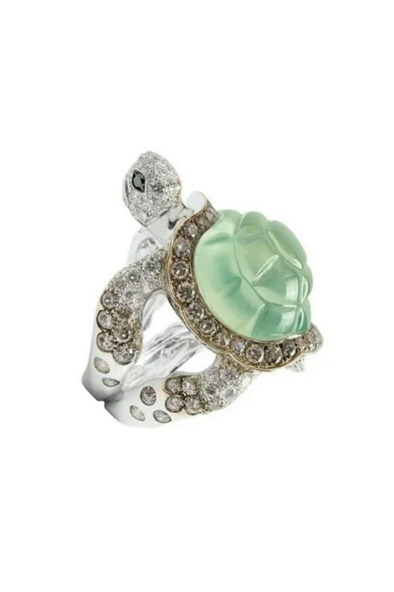 Ocean Green Turtle Ring Little tortoise Jewelry Hawaiian Beach Gift for Women-11-#1