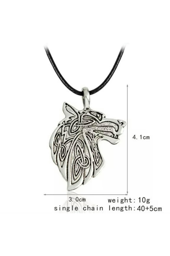 Odin Raven Viking Jewelry Fox Triquetra Fenrir Mens Wolf Tribal Necklace Women-Wolf