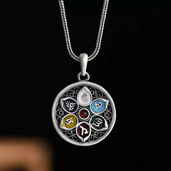 HOOUN Om Mani Padme Necklace mantra Buddhist Pendant16"-36" long chain Lucky Jewelry