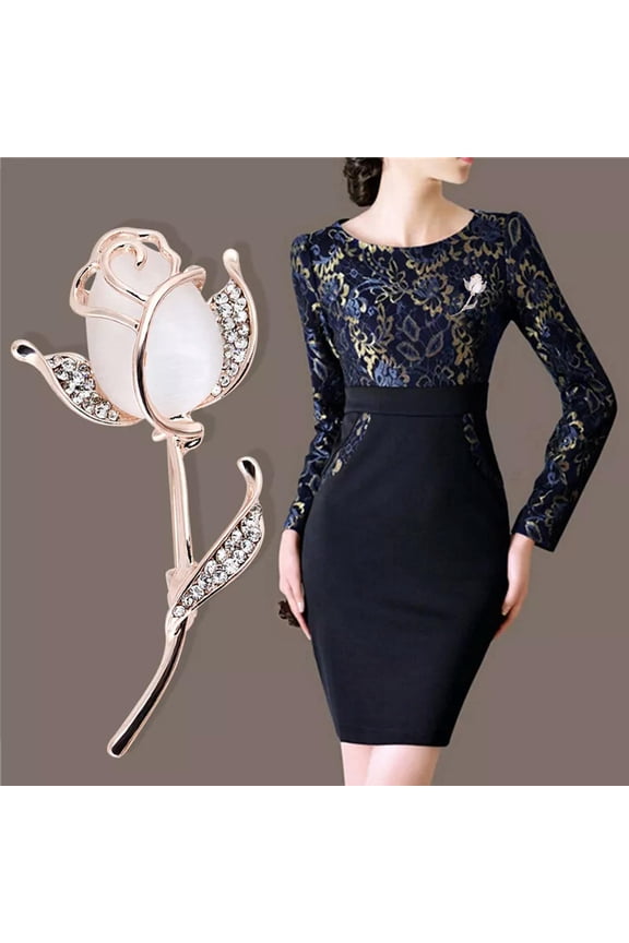 Opal Flower Brooch Pin Rhinestone Crystal Dress Wedding Party Brooch Jewelry-lq@