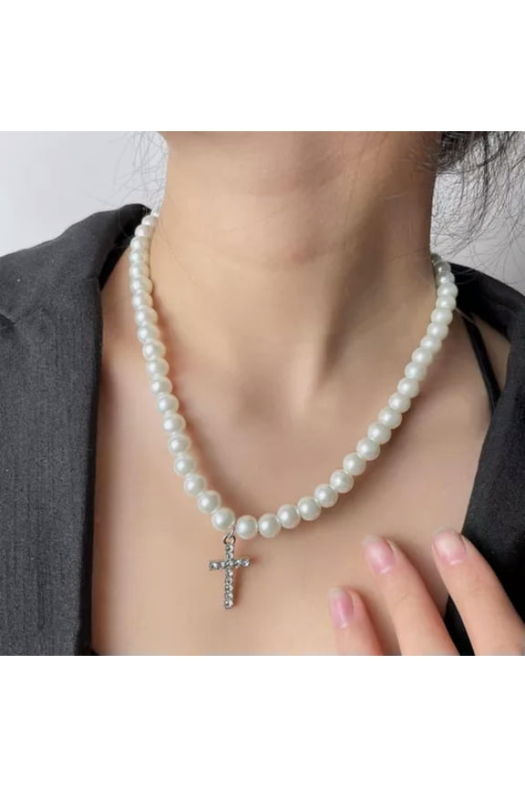 Pearl Necklace for Men White Pearl Choker Necklace Jewelry for Women Round New