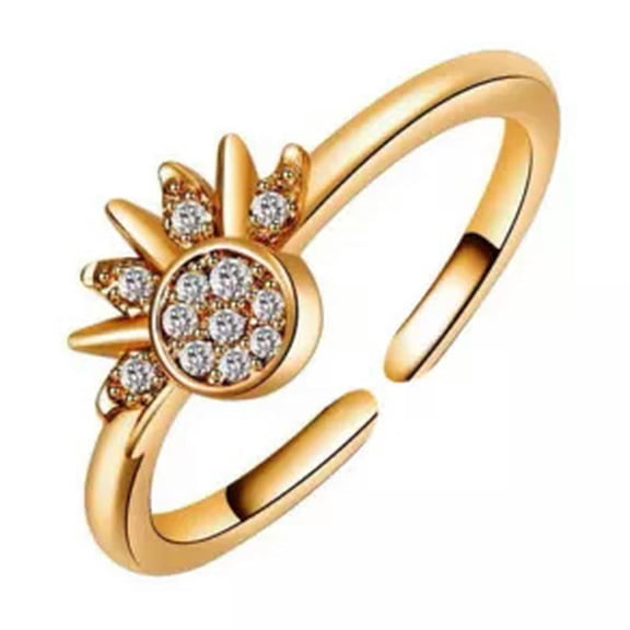 HOOUN Personality Simple Opening Adjustable Sun And Moon Ring Overlapping Wear Rings@-A1