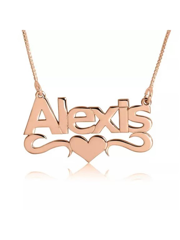 Personalized Name Necklace,Custom Name Jewlery,Gift for Women Wedding Valentine-#3 Name+Pattern-Rose Gold