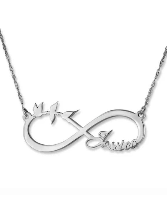 Personalized Name Necklace,Custom Name Jewlery,Gift for Women Wedding Valentine-#5 1~4 Name+Pattern-Silver