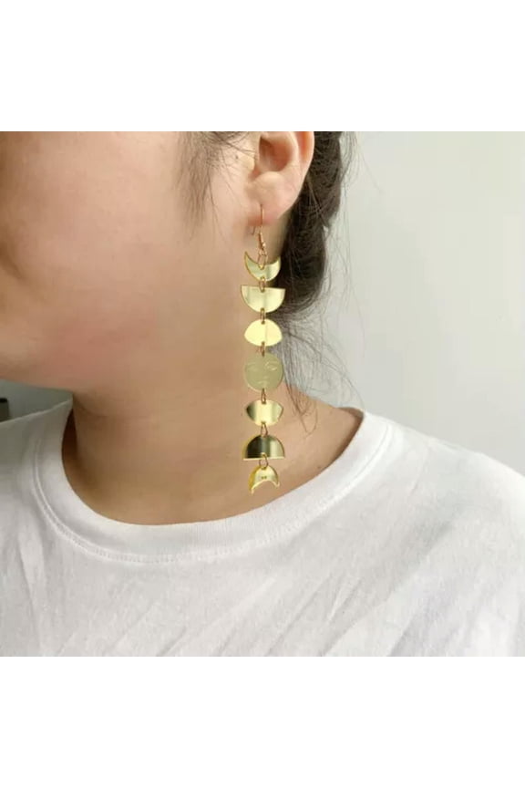 Phases of the Moon Boho Earrings Colors Crecent Moon Handmade Jewelry Gifts-Gold Moon Goddess Phase Earring