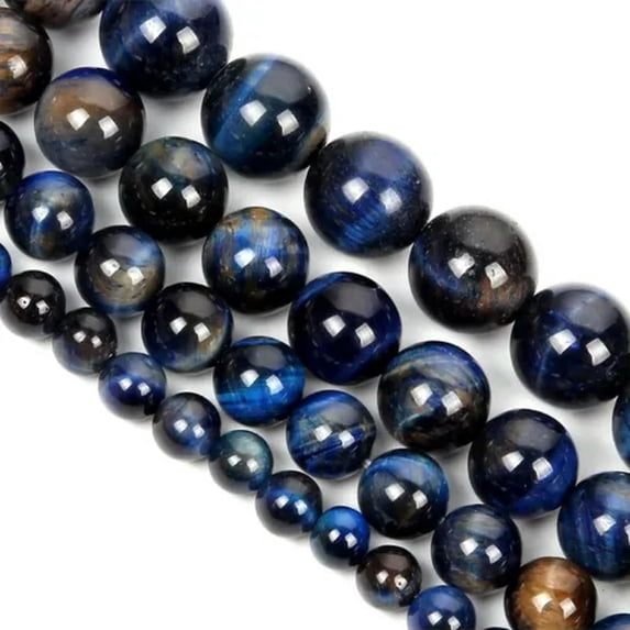 HOOUN Pick 4/6/8/10/12MM Natural Multicolor Tiger Eye Loose Beads for Making Jewelry-Lapis Lazuli AB-12mm