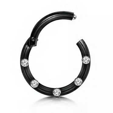 HOOUN Piercing Surgical Steel Rings Nose Ring Nose Lip Hoop Cartilage Tragus Helix -Black-1.2*8mm