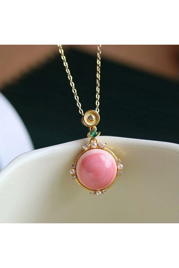 Pink Jade Pendant Amulet Natural 925 Silver Choker Gemstone Jewelry Necklace