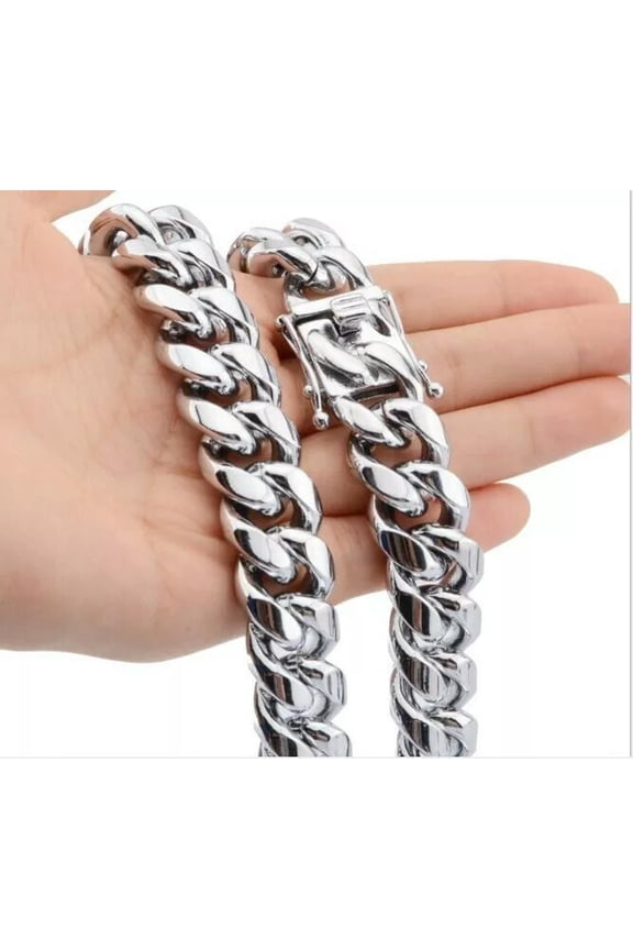 Polished 15mm 24'' Stainless Steel Huge Cuban Curb Link-chain Necklace For Mens