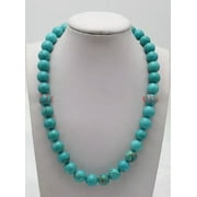 HOOUN Pretty 6/8/10/12mm Natural Multicolor Gemstone Round Beads Necklace 18" AAA+-10mm-Blue Turquoise