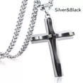 thumbnail image 1 of HOOUN Punk Cross Pendant Necklace Stainless Steel Cuban Chain Men Charm Jewelry Gifts-Silver&Black, 1 of 7