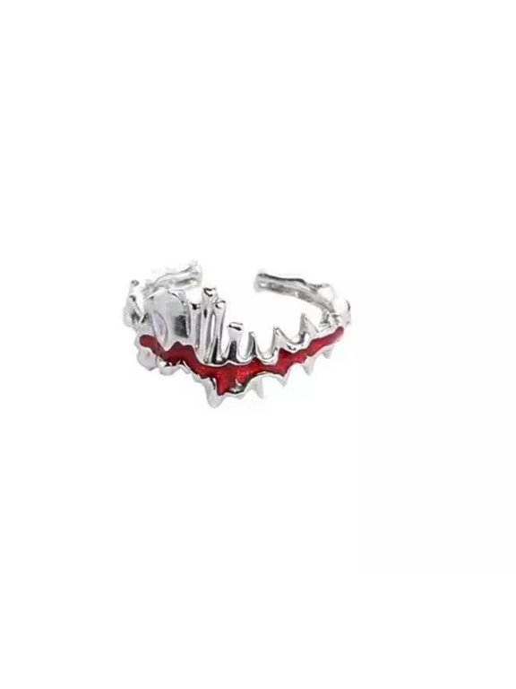 Punk Gothic Red Fire Blood Skull Knuckle Armour Scary Cosplay Jewelry Ring Gift-2