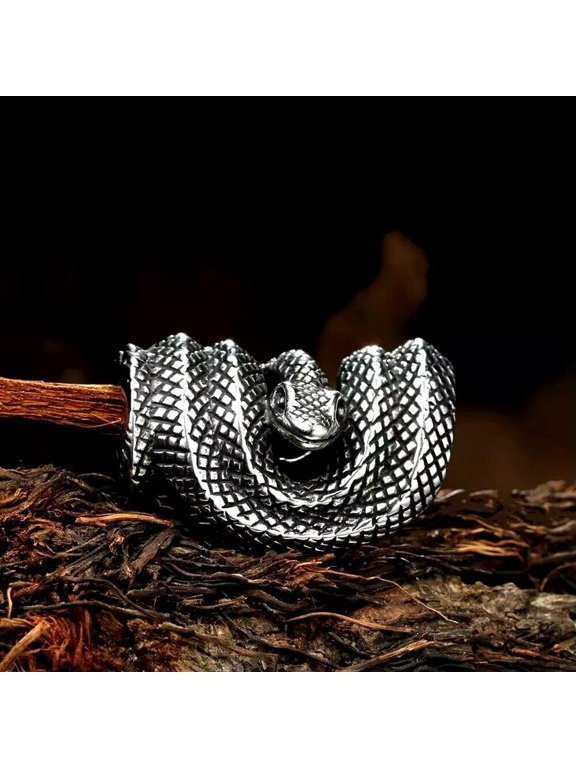 Punk Gothic Retro Silver Serpent Snake Pendant Necklace Animal Jewelry Chain 24"