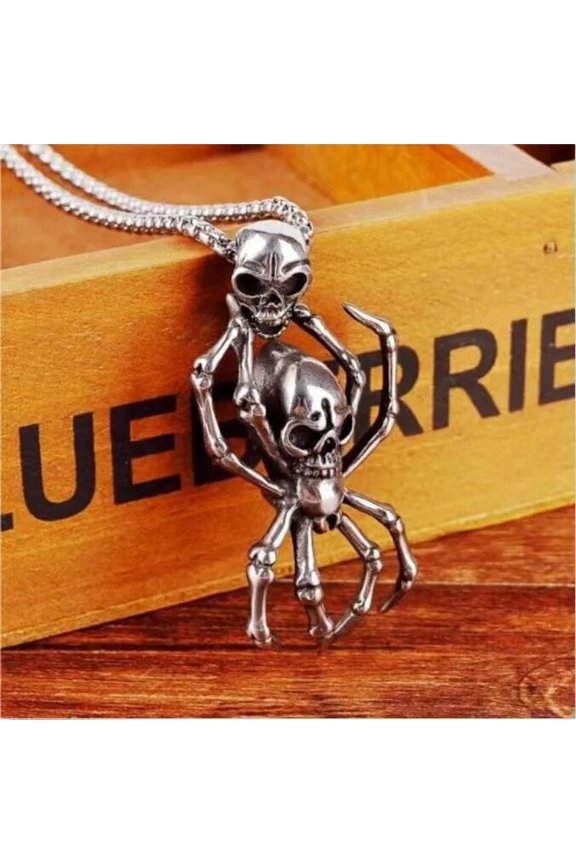 Punk Gothic Silver Spider Pendant Animal Necklace Chain 24" Men's Jewelry Gift