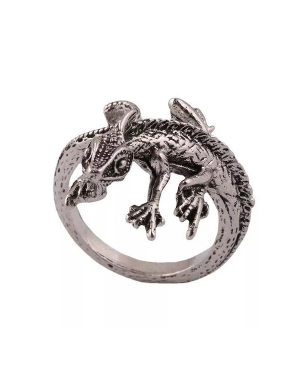 Punk Gothic Silvery Gecko Claw Skull Knuckle Armour Scary Cosplay Jewelry Ring