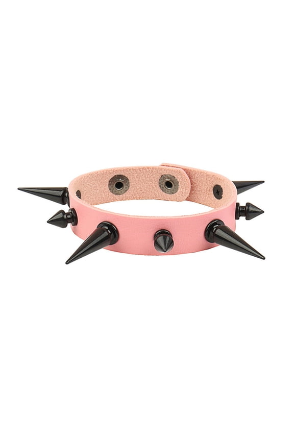 Punk Leather Bracelet Rivet Irregular Pointed Nail Men's and Women's Bracelet-pink