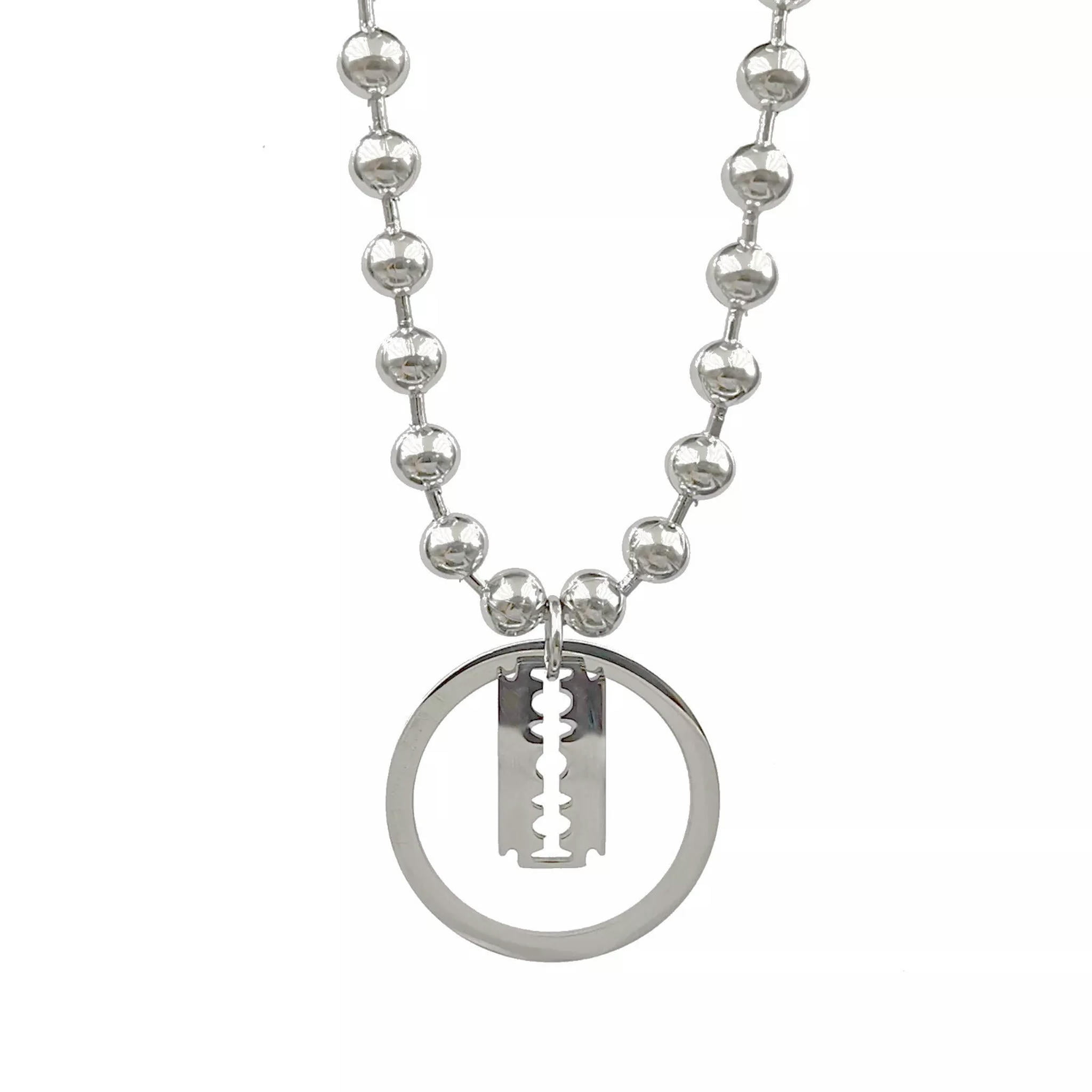 6mm Razorblade HOOUN Punk Razor Blade Pendant Necklace Circle Combination Stainless ...