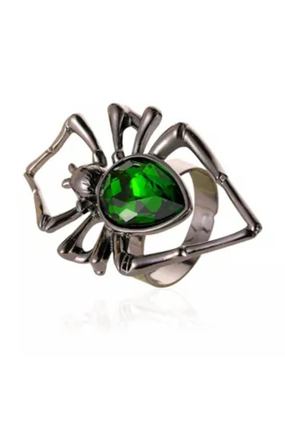 Punk Spider Ring Hoop Ear Pendant Necklace Stud Earrings Mens Women Jewelry Set-3#1 Spider Ring