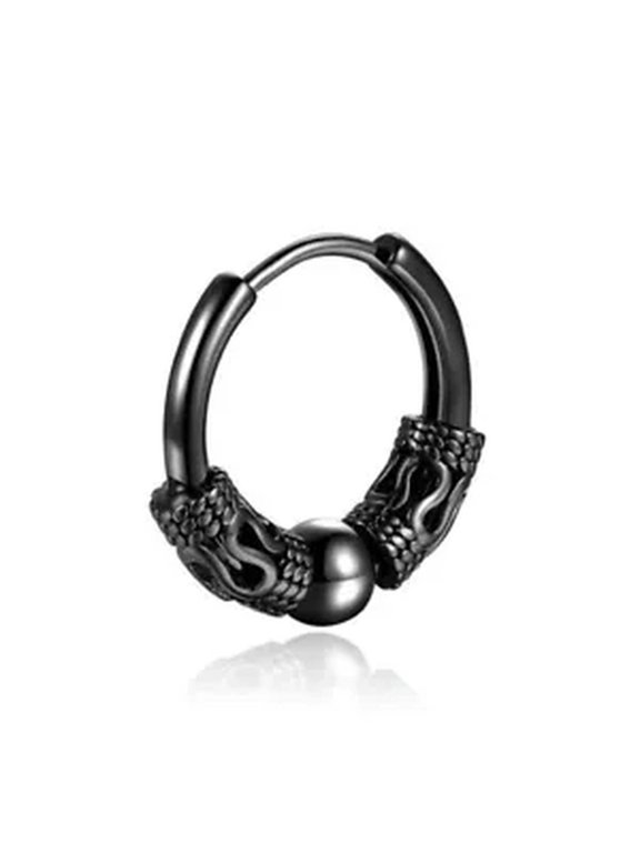 Punk Stainless Steel Hoop Earrings Hip Hop Ear Pendant Piercing Ear Jewelry-black ball