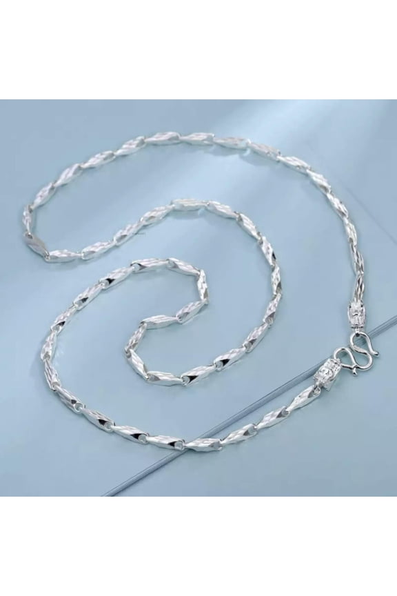 Pure 999 Fine Silver Chain Men Women Rhomboid Beads Dragon Head Link Necklace