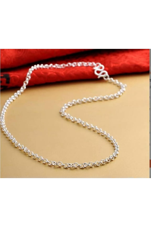 Pure S925 Sterling Silver Chain 5mm Round Cable Link Necklace24inch