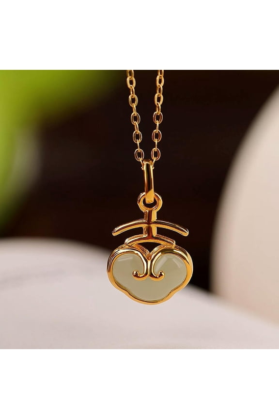 Pure S925 Sterling Silver Natural Nephrite Jade Men Women Lucky Ruyi  Pendant