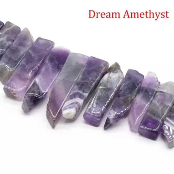 HOOUN Quartz Pendant Point Beads Rough Crystal Mixed Stick Agate Slice for Jewelry DIY-1 String (Random Irregular)- Amethyst