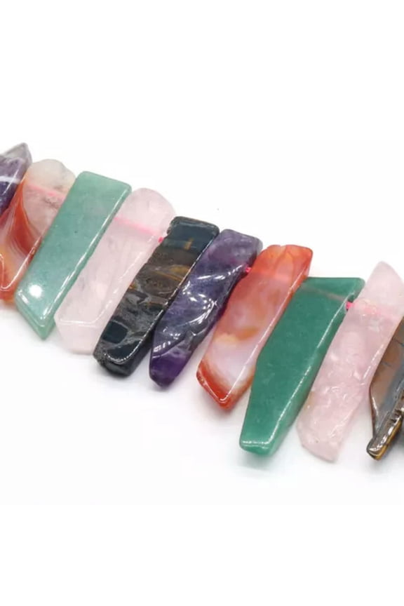 Quartz Pendant Point Beads Rough Crystal Mixed Stick Agate Slice for Jewelry DIY-1 String (Random Irregular)-Chakra