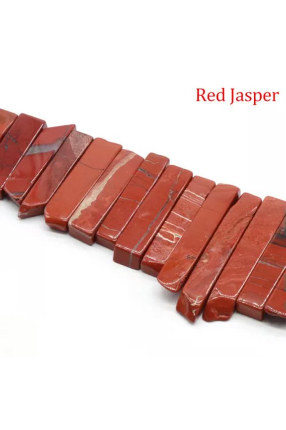 Quartz Pendant Point Beads Rough Crystal Mixed Stick Agate Slice for Jewelry DIY-1 String (Random Irregular)-Red Jasper
