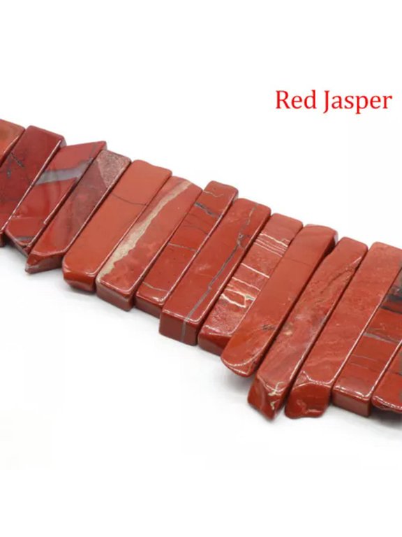 Quartz Pendant Point Beads Rough Crystal Mixed Stick Agate Slice for Jewelry DIY-1 String (Random Irregular)-Red Jasper