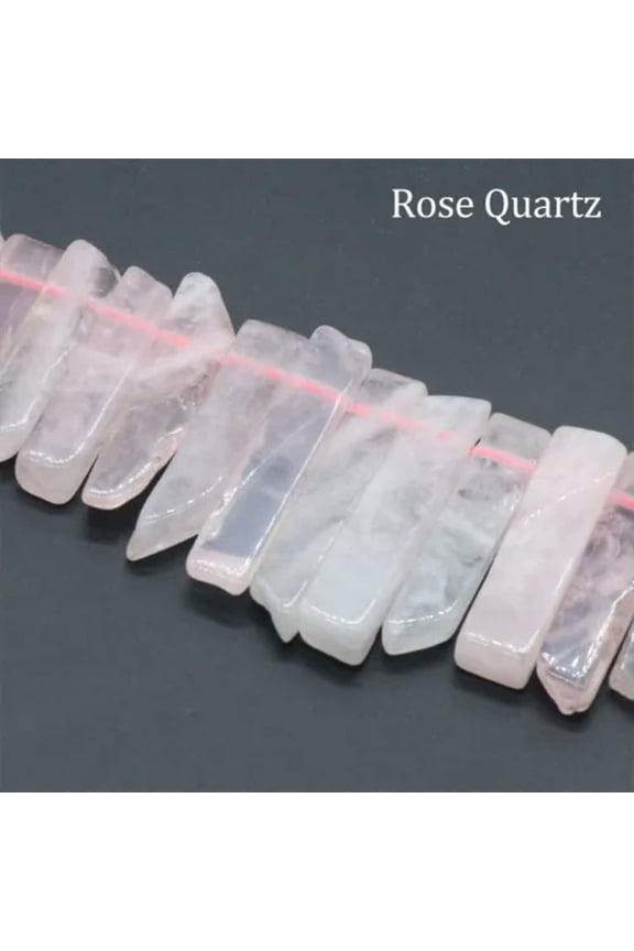 Quartz Pendant Point Beads Rough Crystal Mixed Stick Agate Slice for Jewelry DIY-1 String (Random Irregular)-Rose Quartz