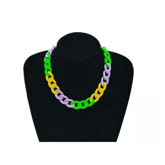 HOOUN Rainbow Chain Necklace Punk Big Gangster Shinny Rapper Fancy Dress Costume Gift