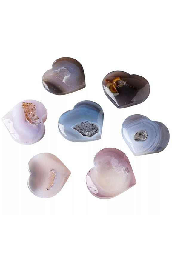 Random 1PC Heart Carved Geode Agate Ore Quartz Skull Crystal Reiki Healing Gift