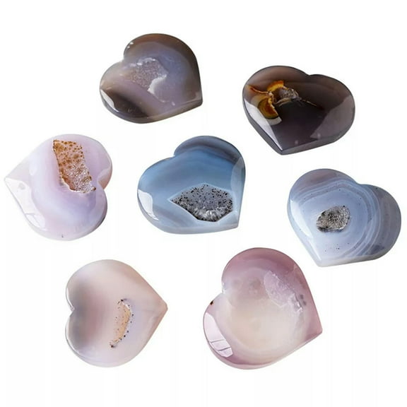 HOOUN Random 1PC Heart Carved Geode Agate Ore Quartz Skull Crystal Reiki Healing Gift
