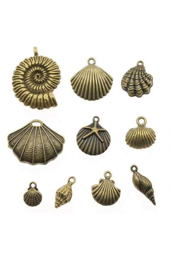 Random 2 Bags (100G/bags) Mix Bronze Plated Conch Shell Charms Pendant C40167