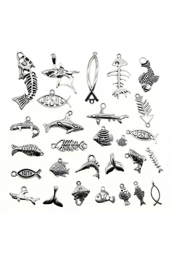 Random 2 Bags (100g/bags) Mix Tibetan Silver Fish Charms Pendant C40201