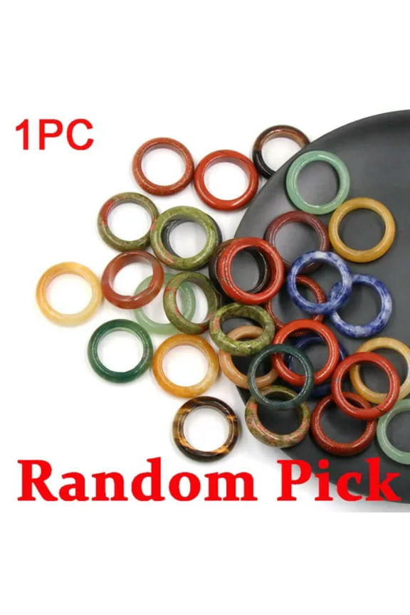 Random Pick Gemstone Crystal Thumb Rings Stacking Chakra Reiki Healing Jewelry-20mm