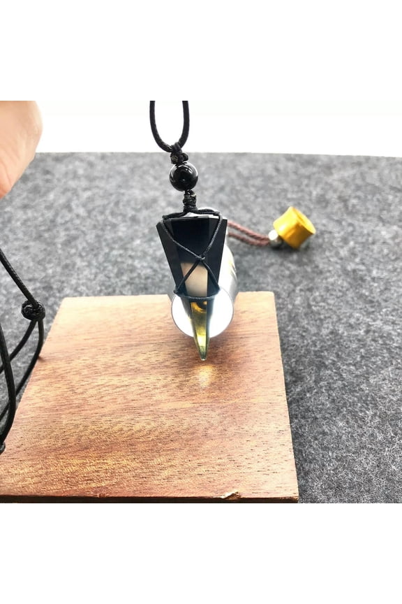 Real 100% Black Obsidian Stone Crystal Point Pendant Stone Charm Necklace Amulet