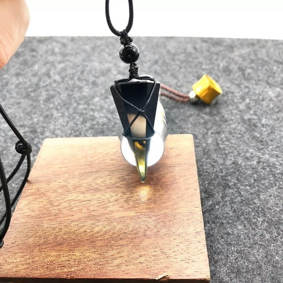 HOOUN Real 100% Black Obsidian Stone Crystal Point Pendant Stone Charm Necklace Amulet