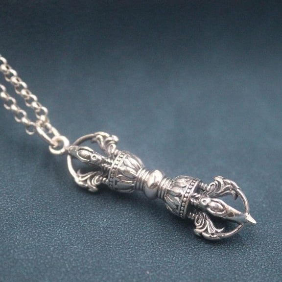 HOOUN Real 925 Sterling Silver Men Women Lucky Bless Happy Vajra Pestle Pendant